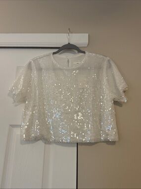 Idem Ditto White Sequin Crop Top